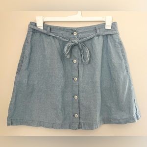 Light Blue Button-Front Tie-Waist Skirt - Women
